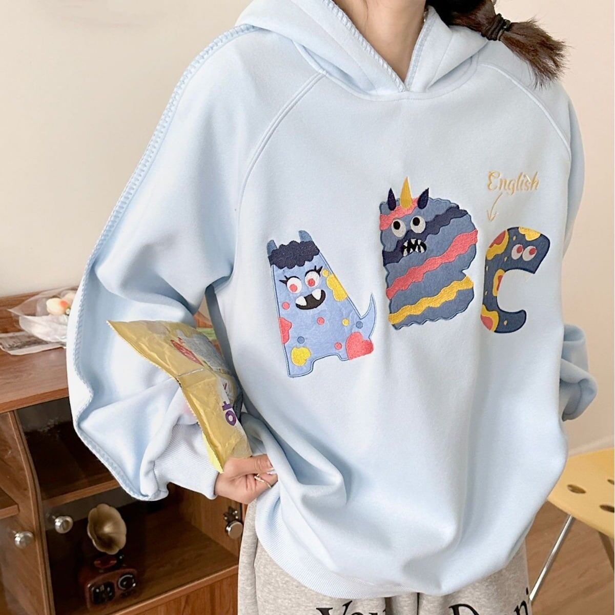 大人可愛い ゆったり 刺?ロゴ パーカ 全4色トップス＜F-4811＞