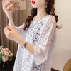 好感度UP ファッション カジュアル 透かし彫り 半袖Tシャツ<F-8458>