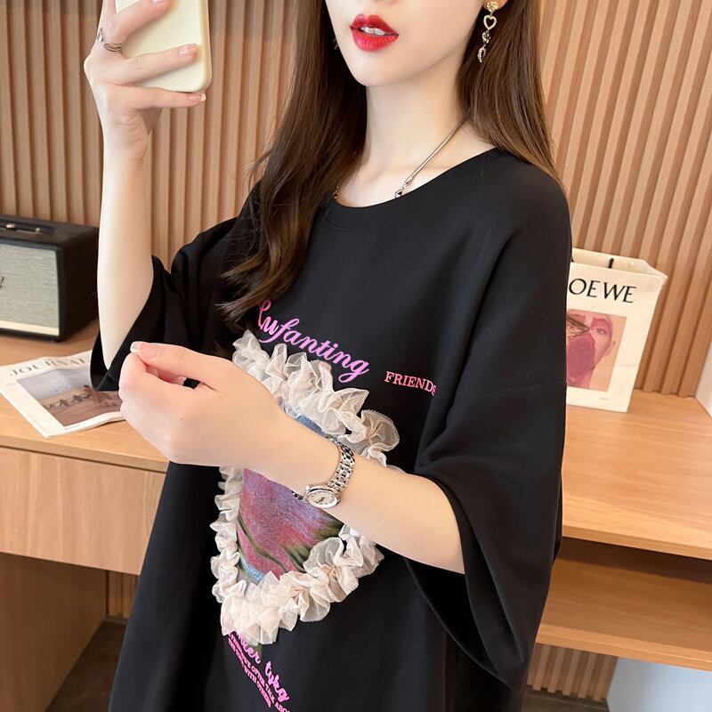 絶対欲しい プリント ロゴ ゆったり 3色半袖Tシャツ＜F-8315＞