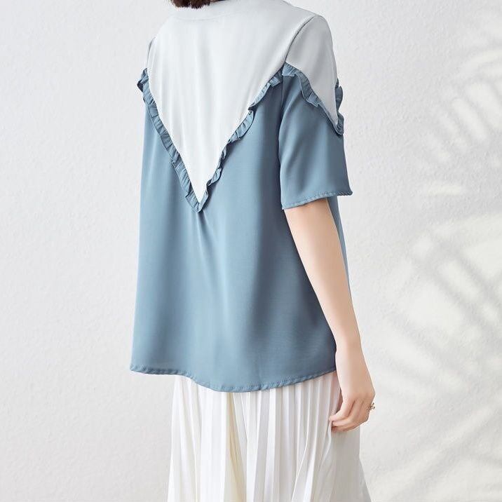 【半額！期間限定！！】 ファッション 定番シンプル 上質 シフォン 半袖<F-6595>