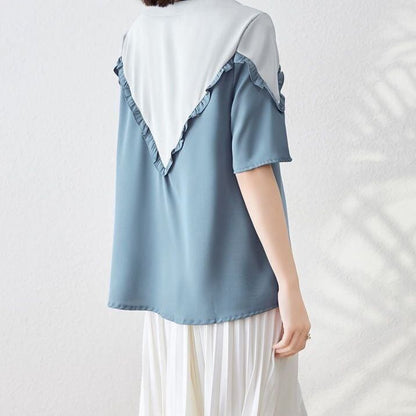 【半額！期間限定！！】 ファッション 定番シンプル 上質 シフォン 半袖<F-6595>