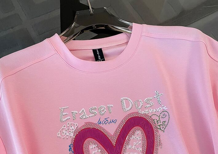 超人気 ホットダイヤモンド カジュアル プリント 半袖Tシャツ ショートパンツ セットアップ ＜F-9215＞