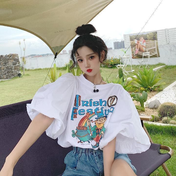 キュート プリント ファッション ゆったり 全4色 半袖 Tシャツ＜F-11521＞