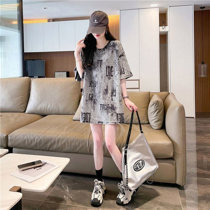 話題沸騰中 カジュアル 個性派 プリント ゆったり 半袖Tシャツ＜F-8572＞