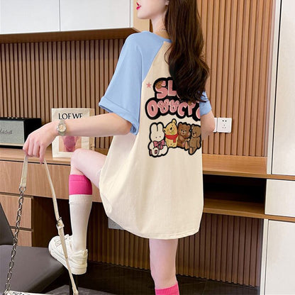 おすすめ 切り替え 定番シンプル プリント 4色選択 半袖Tシャツ＜F-8583＞