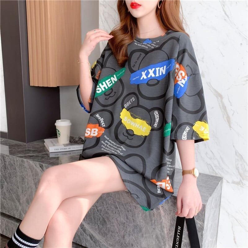 オシャレ度満点 プリント カジュアル Tシャツ カットソー＜F-3344＞