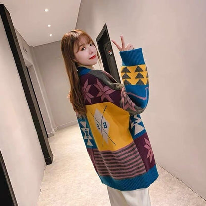 好感度UP   ゆったりとした怠惰なセーターコートF-5174