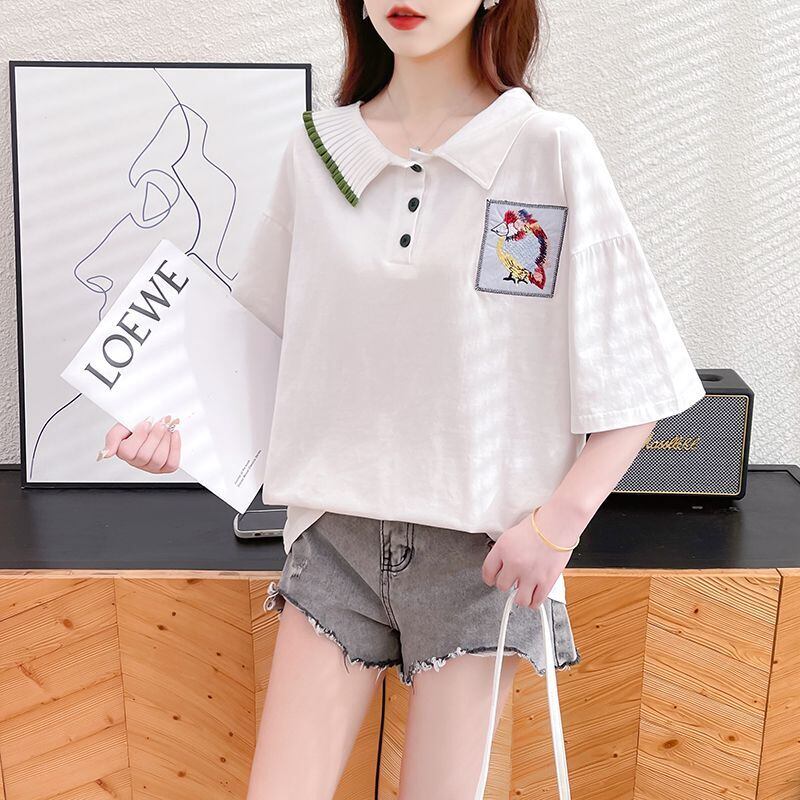 絶対欲しい キュート 定番シンプル 切り替え 全2色 半袖TシャツF-8742