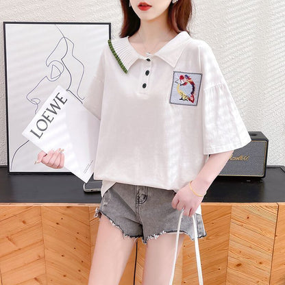 絶対欲しい キュート 定番シンプル 切り替え 全2色 半袖TシャツF-8742