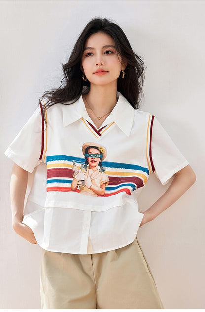 話題沸騰中 一目惚れ 個性的なデザイン レイヤード風 Tシャツ カットソー＜F-8331＞