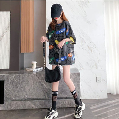 オシャレ度満点 プリント カジュアル Tシャツ カットソー＜F-3344＞