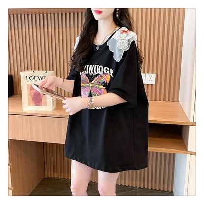 話題沸騰中 プリント ロゴ ゆったり 3色半袖Tシャツ＜F-8316＞