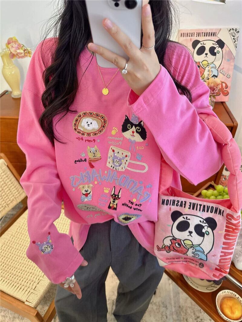 新商品 大人可愛い 求めてたデザイン 肌触り抜群 プリント 5色選択 TシャツF-9369