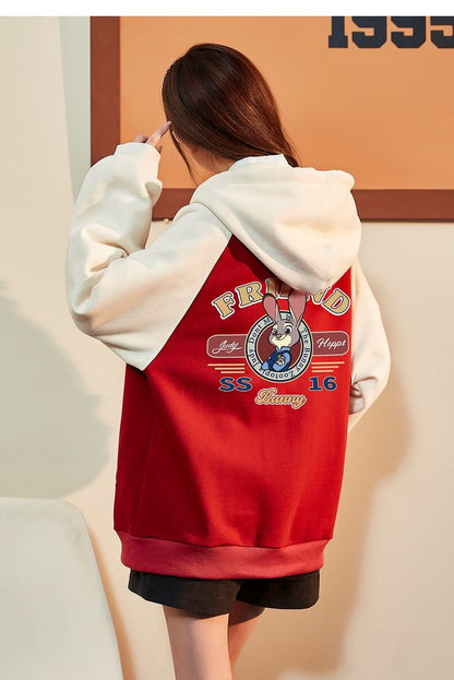大人可愛いウサギちゃんロゴフルジップパーカー全2色  裏起毛トップス ＜F-4522＞