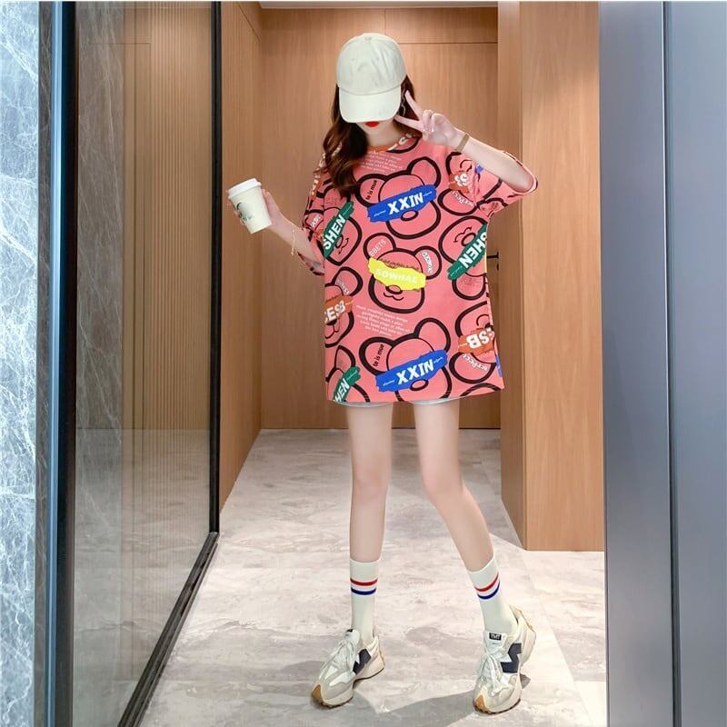 オシャレ度満点 プリント カジュアル Tシャツ カットソー＜F-3344＞