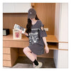 話題沸騰中 切り替え スウィートプリント 全2色 半袖Tシャツ ＜F-8652＞