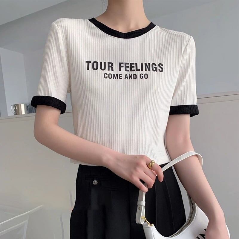 ゆったり感アップ アルファベット ファッション Tシャツ カットソー＜F-3077＞