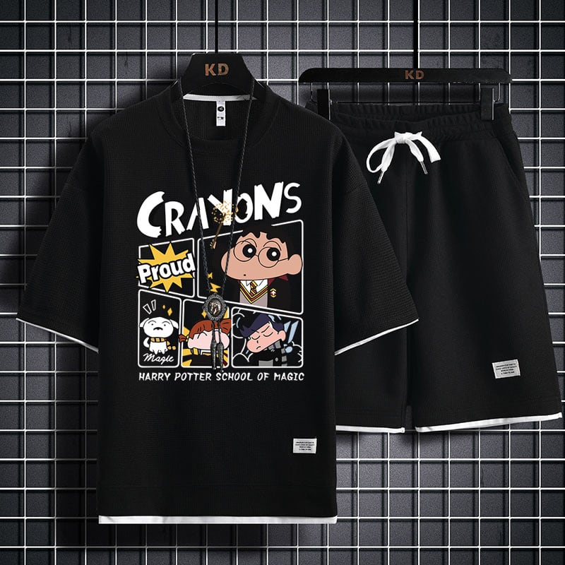 男女兼用 新作 プリント Tシャツ & ショーツ セットアップ F-13327