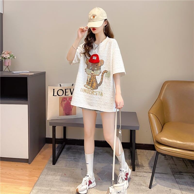 デザイン感   チャーミング Tシャツ カットソー＜F-3401＞