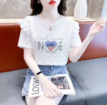新商品 大人可愛い 話題沸騰中 ホットダイヤモンド 全3色 半袖TシャツF-8868