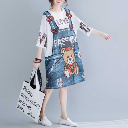 旅行Ｔシャツ 夏 レディース 膝丈 プリント 大きいサイズ ゆったりさらっと涼しい <F-656>