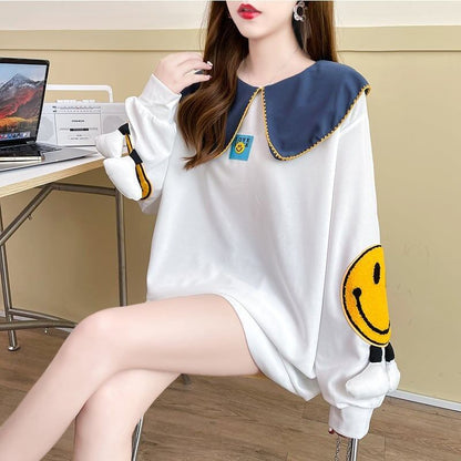好感度UP   ベビードールの襟に刺繍が施されたスウェットシャツF-5190