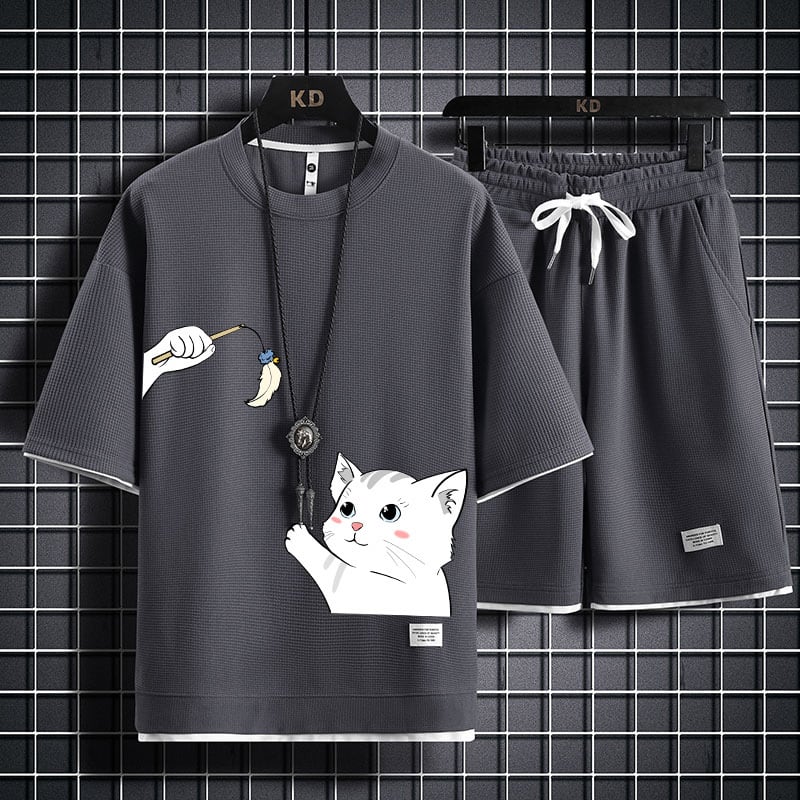 男女兼用 肌触りよい Tシャツ & ショーツ セットアップ F-13328