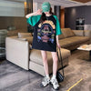 夏新作   プリント ラグランTシャツ 三色 ゆったりワンピース ＜F-4003＞