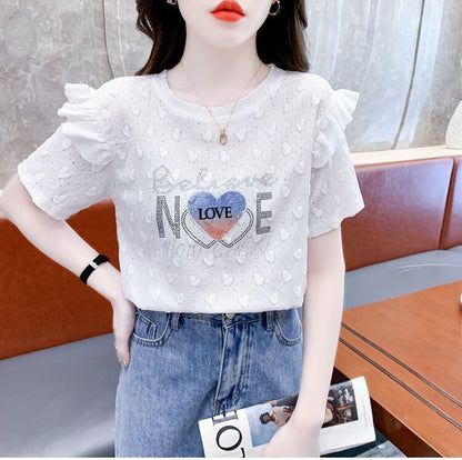 新商品 大人可愛い 話題沸騰中 ホットダイヤモンド 全3色 半袖TシャツF-8868