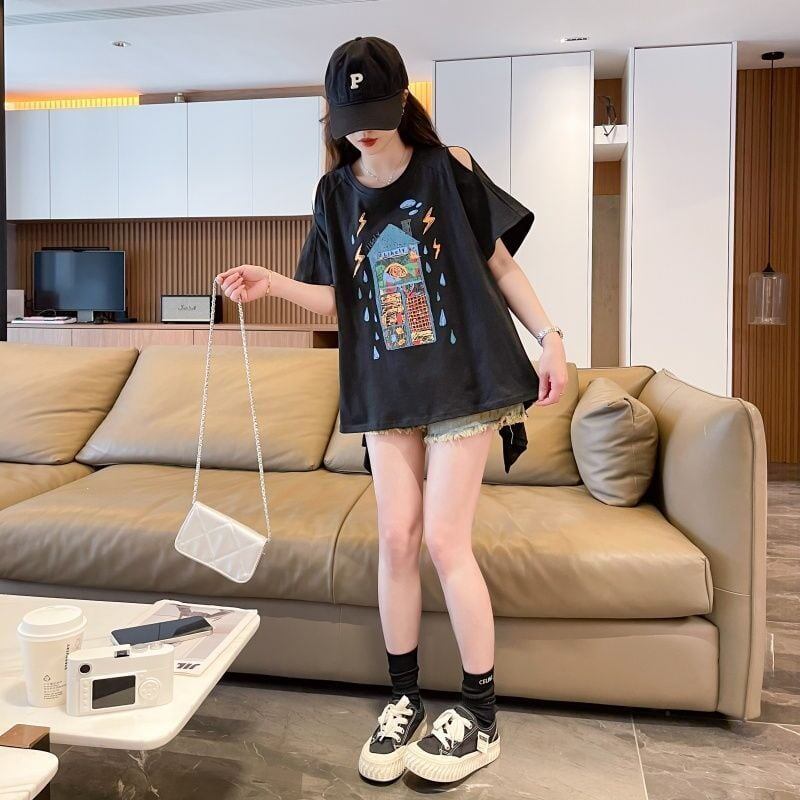 売れ筋 早い者勝ち 絶対流行 カジュアル 2色選択 Tシャツ<F-11444>
