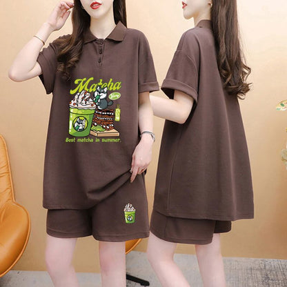 超人気 プリント カジュアル 半袖Ｔシャツⅹパンツセット全3色 <F-8528>