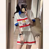 数量限定 プリント切り替え カジュアル 半袖Ｔシャツⅹパンツセット全2色 <F-8665>