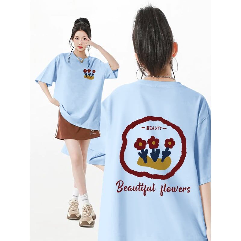 超人気 スウィート カジュアル プリント 全8色 半袖 Tシャツ F-8939