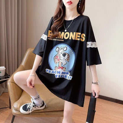 新商品 プリント ファッション ゆったり 全4色 半袖 Tシャツ＜F-11493＞