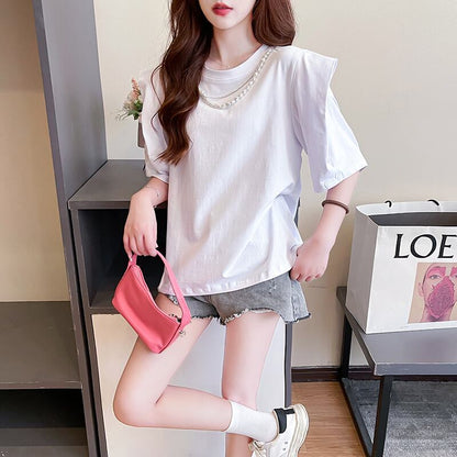 売り切れ必至 簡潔 個性派 ファッション 全3色 半袖Tシャツ<F-8514>