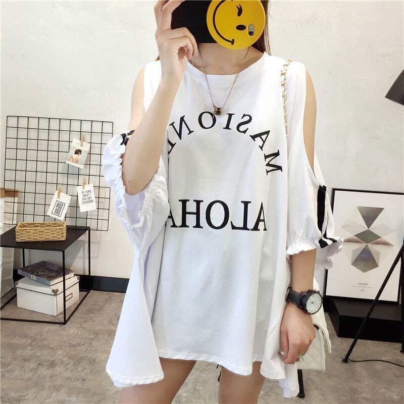 絶対欲しい ゆったり デザイン性抜群 ダブルプリント 2色半袖Tシャツ＜F-9087＞