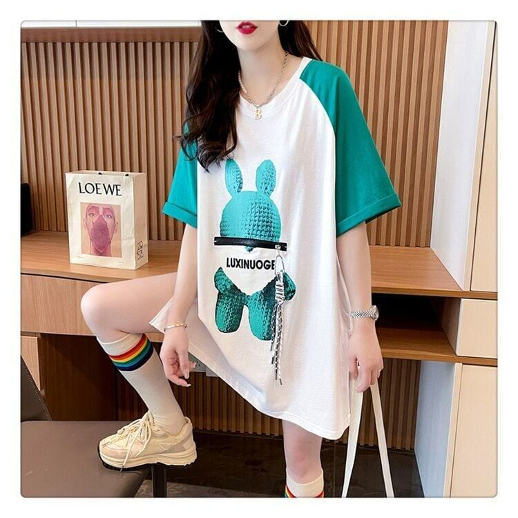 コットンパーソナライズジッパー大ポケットスリット半袖Tシャツ<F-2884>