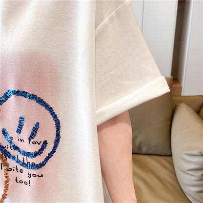 今季マストバイ スウィート 特別デザイン プリント 全2色 半袖Tシャツ<F-8538>