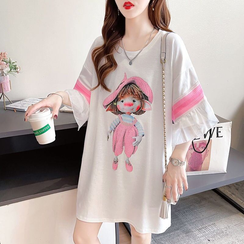 新商品 切り替え キュート ゆったり 全2色 半袖Tシャツ＜F-8349＞