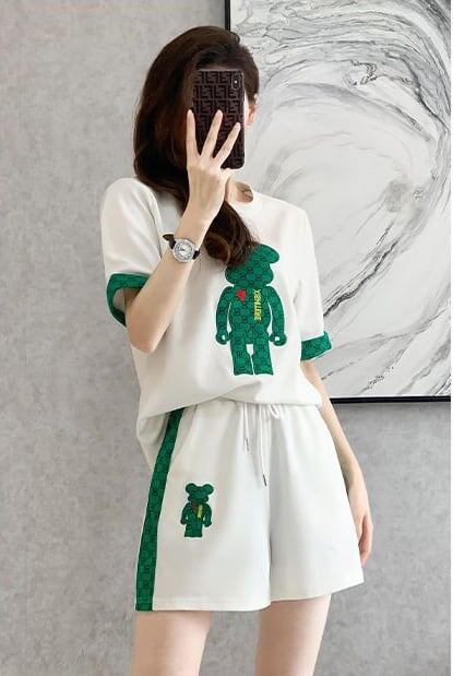 大好評 カジュアル 話題沸騰中 切り替え 全3色 半袖 Tシャツ ショートパンツ セットアップ ＜F-9007＞