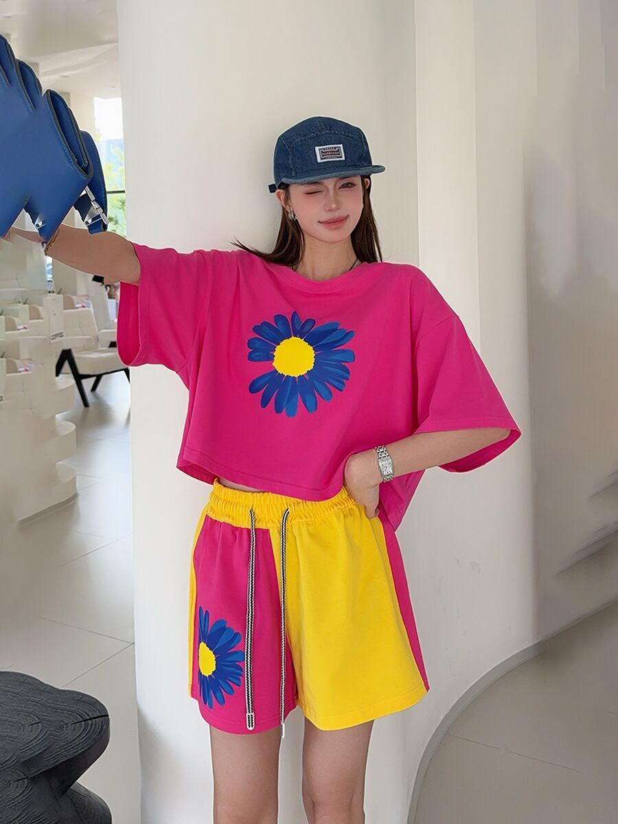 好感度UP カジュアル 真夏も快適 半袖 Tシャツ ショートパンツ セットアップ ＜F-11374＞