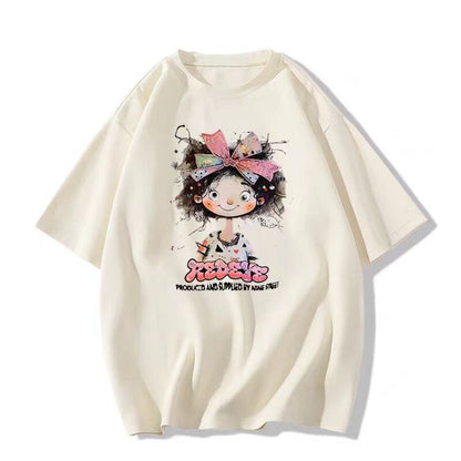 超人気 キュート カジュアル 全3色 半袖 Tシャツ <F-8670>