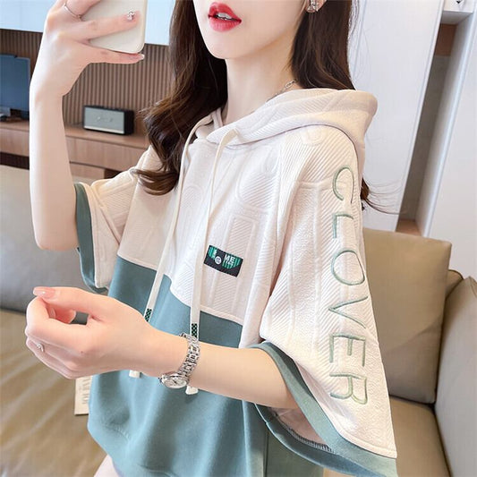 高級感 帽子付き 半袖 Tシャツ スウェット ＜F-8640＞