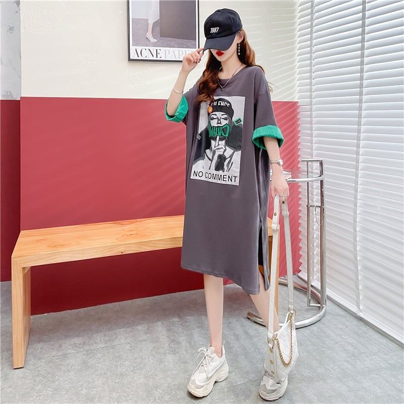 ルーズ   オシャレ感たっぷり カットソー ワンピース＜F-3545＞