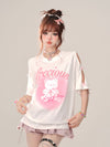 着回し力抜群 レース スウィートプリント 全2色 半袖Tシャツ ＜F-8711＞