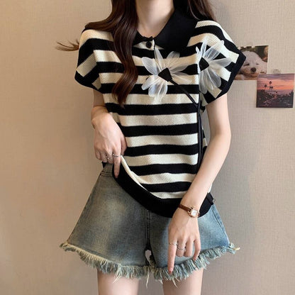 新作 上質 話題沸騰中 好感度UP ニット 全2色 半袖Tシャツ＜F-8734＞