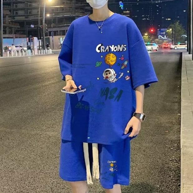 男女兼用 ファッション Tシャツ & ショーツ セットアップ F-13329