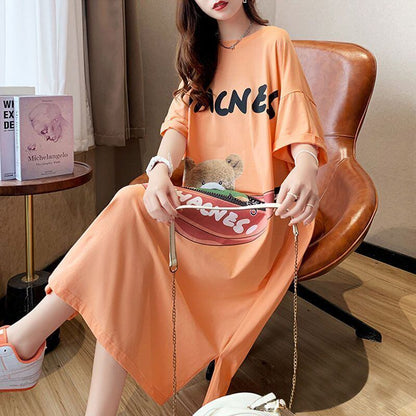 スタイリッシュ プリント カジュアル Tシャツ カットソー ワンピース＜F-8285＞