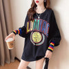着?せ グラフィックプリント 虹色 ロング長袖Tシャツ 三色トップス＜F-4107＞