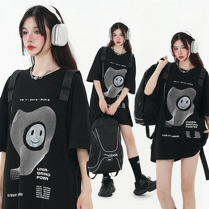 話題沸騰中 特別デザイン スタイルアップ効果抜群 ゆったり 男女兼用 半袖Tシャツ＜F-9060＞